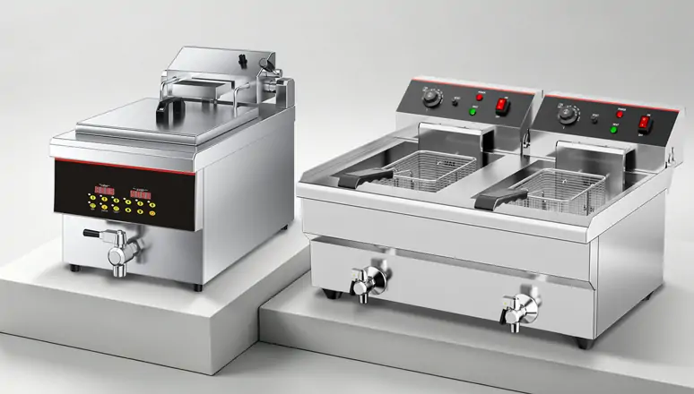 Countertop electric deep fryer for commercial restaurant cooking applications