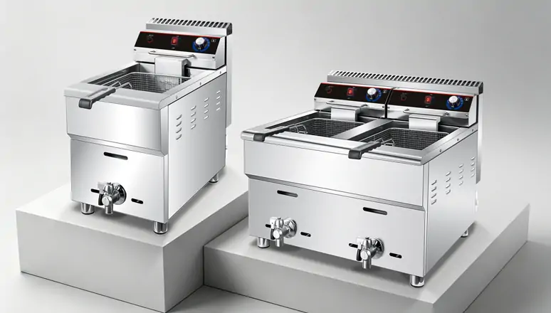Countertop gas deep fryer for fast food and restaurant frying solutions