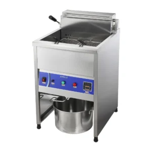 EF001-SX series vertical commercial electric deep fryer 45-degree side view white background for OEM ODM