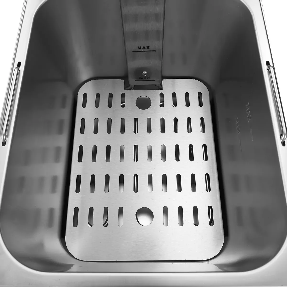 Crumb separation plate for commercial electric fryer oil tank protection