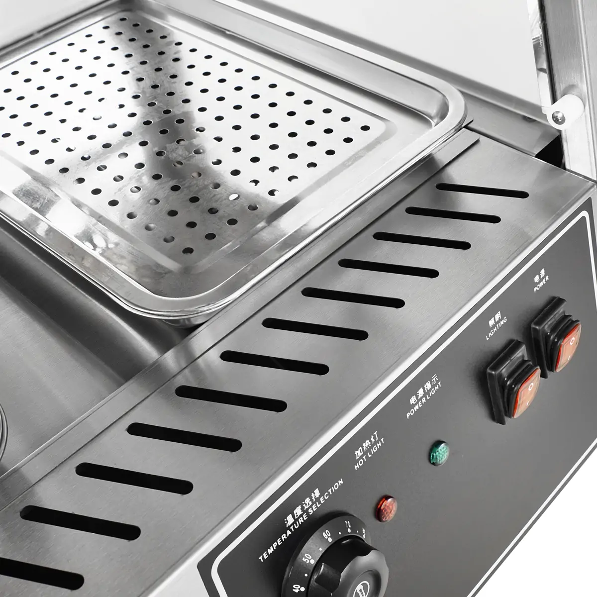 Hot air circulation outlet inside commercial food warmer display cabinet