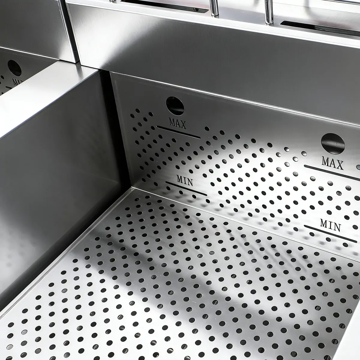 EF003-A4 commercial fryer oil level min max marking stainless steel divider plate system