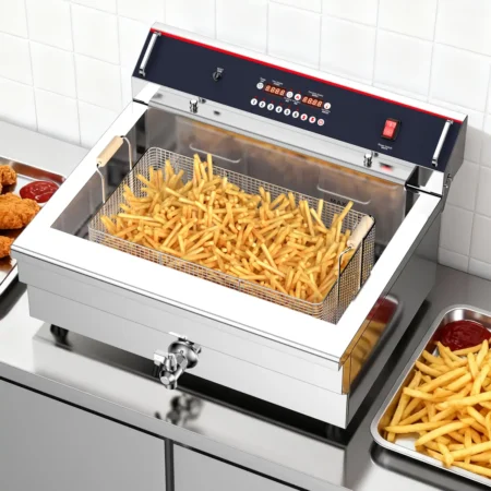 Smart commercial deep fryer used in restaurant kitchen