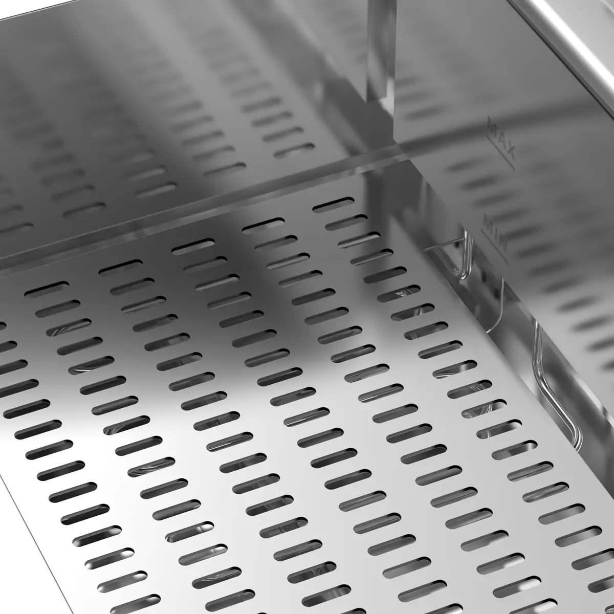Crumb separation plate inside commercial deep fryer