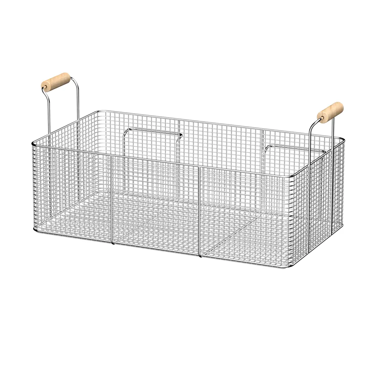 Long fryer basket for large food items and fried chicken