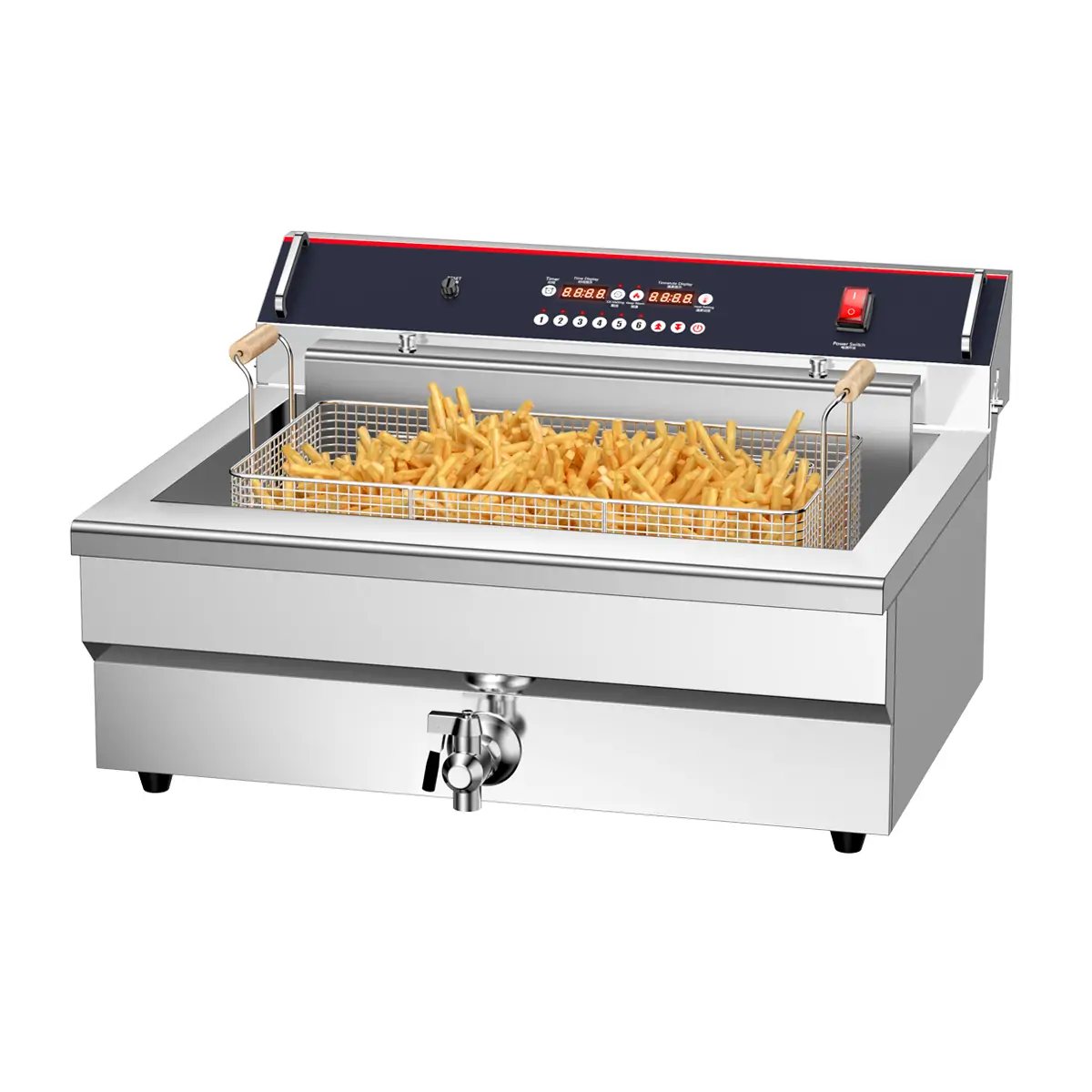 EF021-B smart commercial electric deep fryer with long oil tank