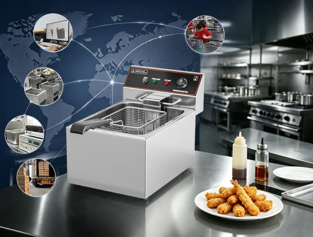 Shangbang commercial deep fryer manufacturer in China providing OEM stainless steel electric fryer factory solutions for global restaurant and distributor buyers.