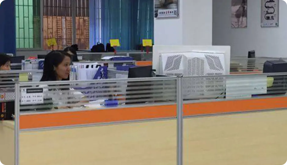 Factory and office staff supporting commercial electric fryer production and export services