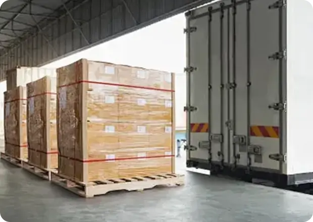 Secure container stuffing process for commercial kitchen equipment exports