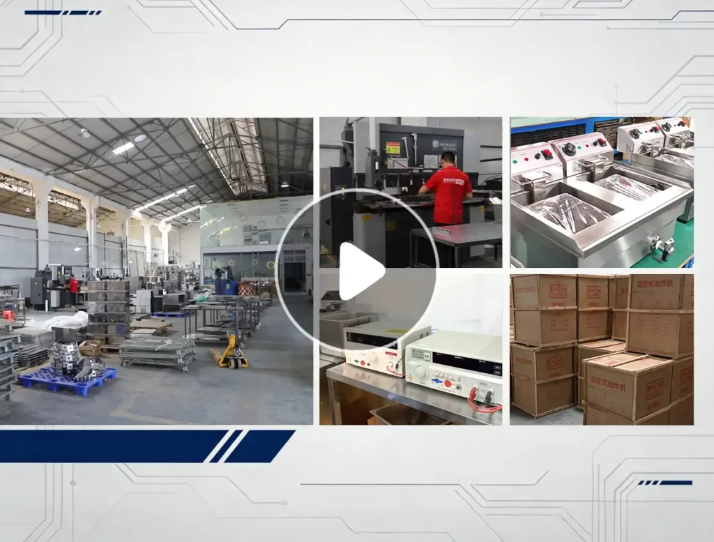 Shangbang Commercial Fryer Manufacturing Factory Showing OEM Production and Quality Control Processes
