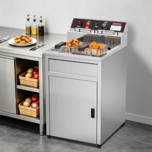 Freestanding Commercial Deep Fryer In Restaurant Kitchen Scene