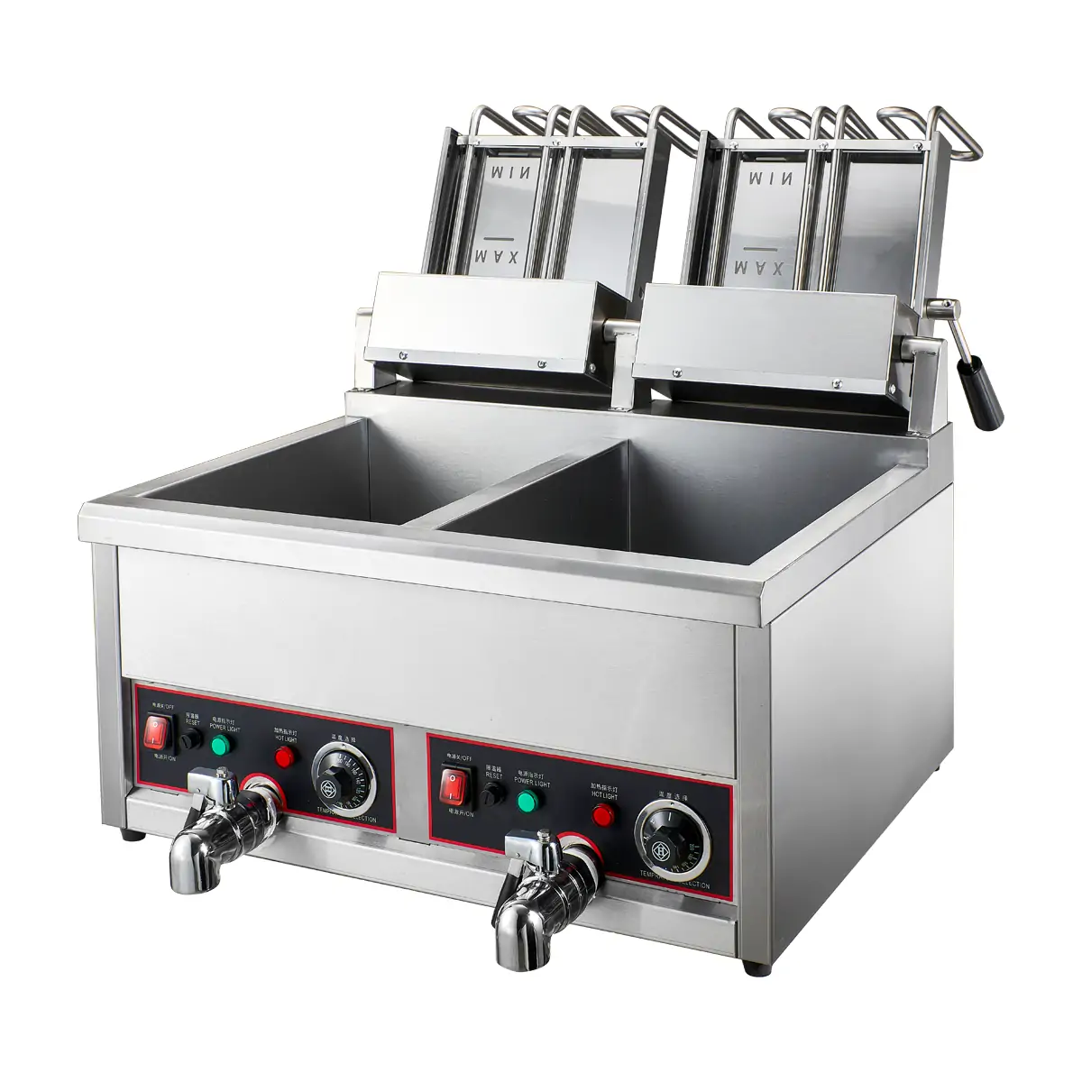 Flip up heating head assembly for commercial electric fryer cleaning