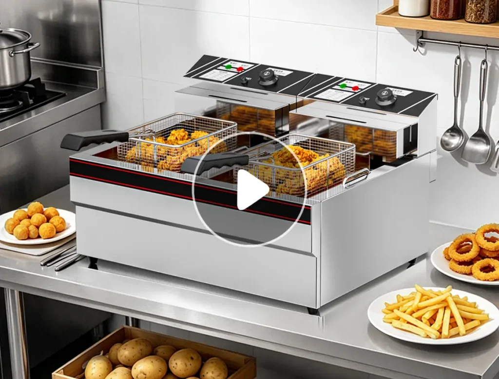 Commercial Double Long Tank Electric Fryer for Fish and Chips Restaurants Manufactured by Shangbang