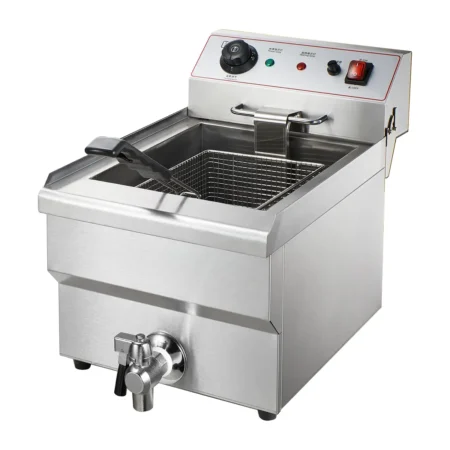 EF011-A series commercial countertop electric fryer with drain valve available in 10L 13L and 16L capacities