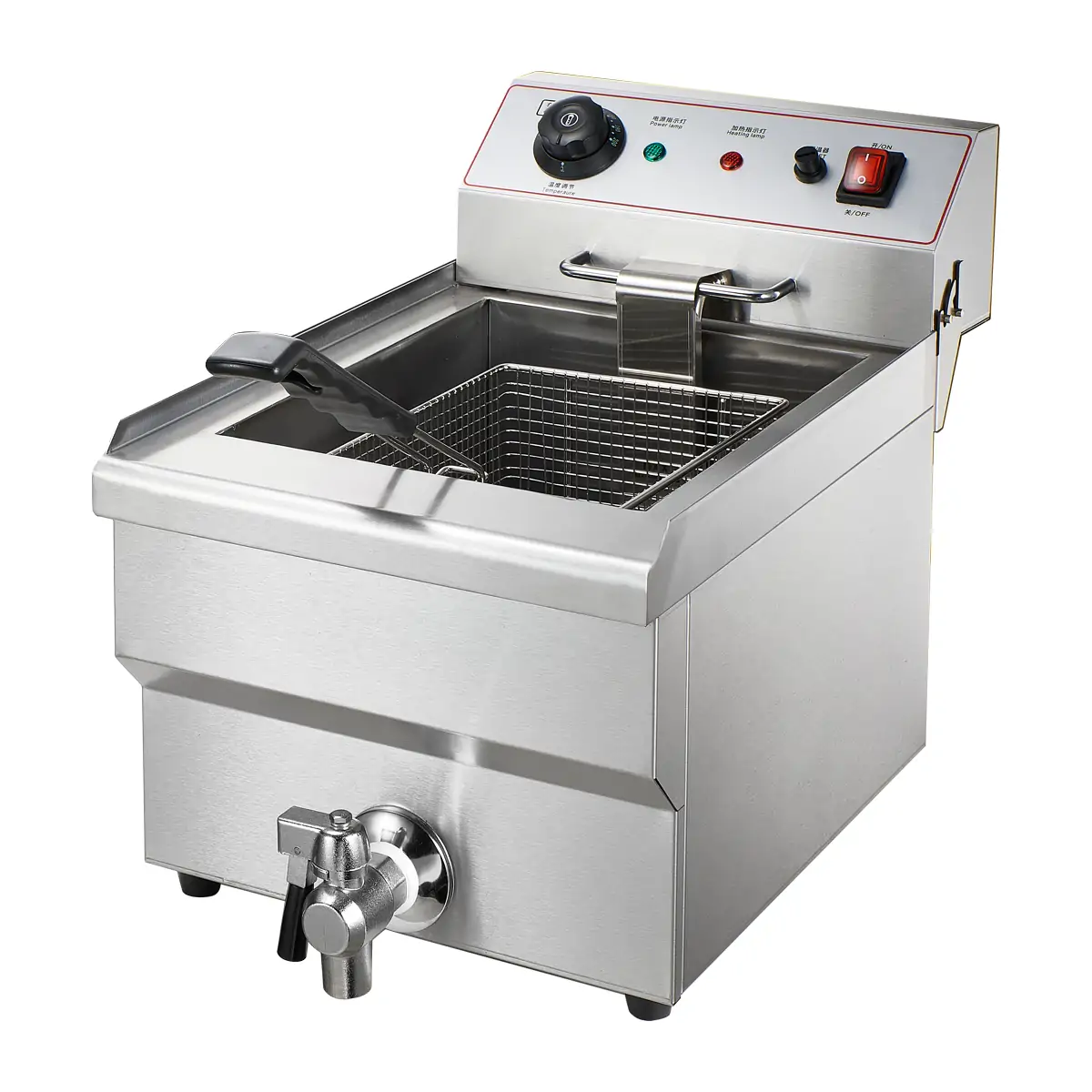 EF011-A series commercial countertop electric fryer with drain valve available in 10L 13L and 16L capacities
