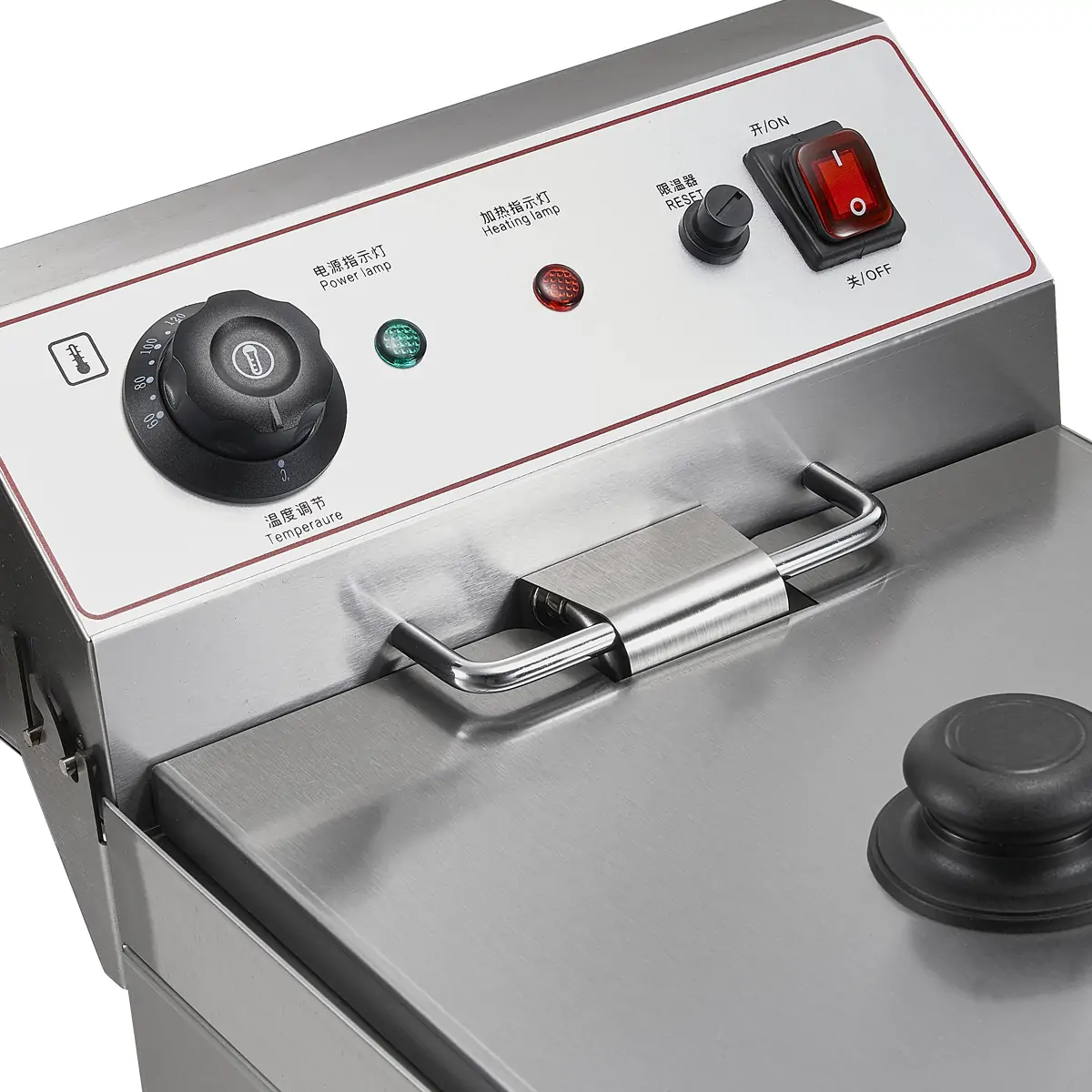 Mechanical temperature control panel for commercial countertop electric fryer