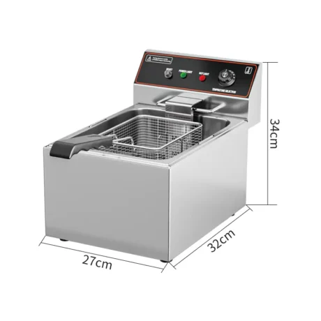 EF017-E commercial electric fryer dimensions with 12L oil tank capacity and 3.25KW power