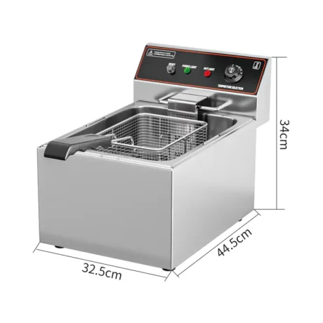 EF017-F commercial electric fryer dimensions with 15L oil tank capacity and 3.5KW power