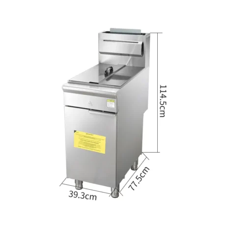 GF3 American style commercial gas deep fryer dimensions with 24L oil tank capacity and 90000 BTU heating output