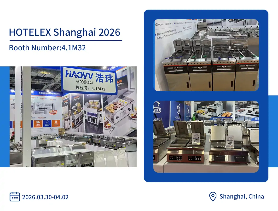 Shangbang commercial fryer and kitchen equipment showcase at HOTELEX Shanghai 2026