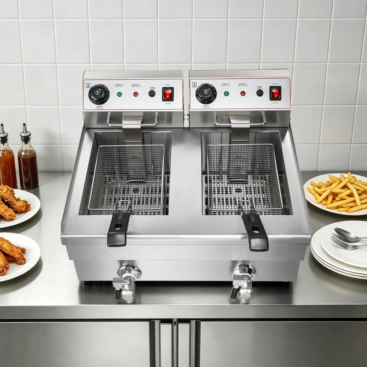 Commercial electric deep fryer used in restaurant kitchen