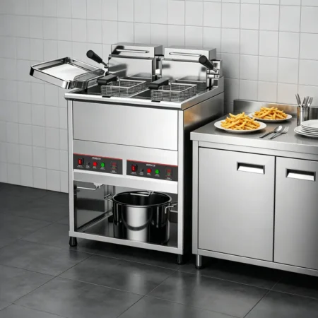 EF001-SX commercial deep fryer used in restaurant kitchen