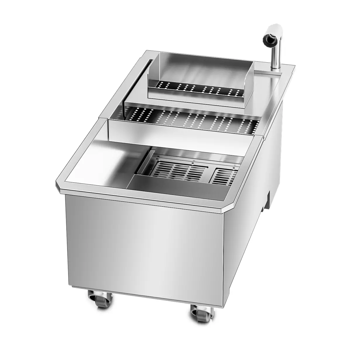Built-in oil filter cart inside EF002-B commercial fryer cabinet
