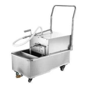 Portable fryer oil filter machine LYC-01 front view for commercial kitchen