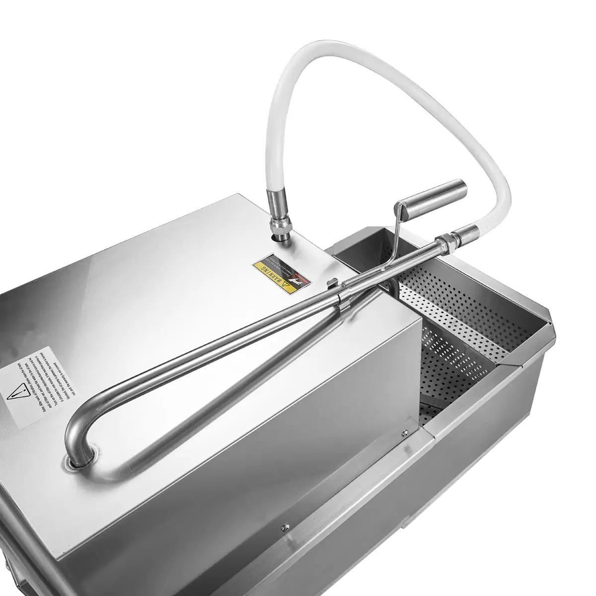 Extended oil drain pipe for portable fryer oil filtration system