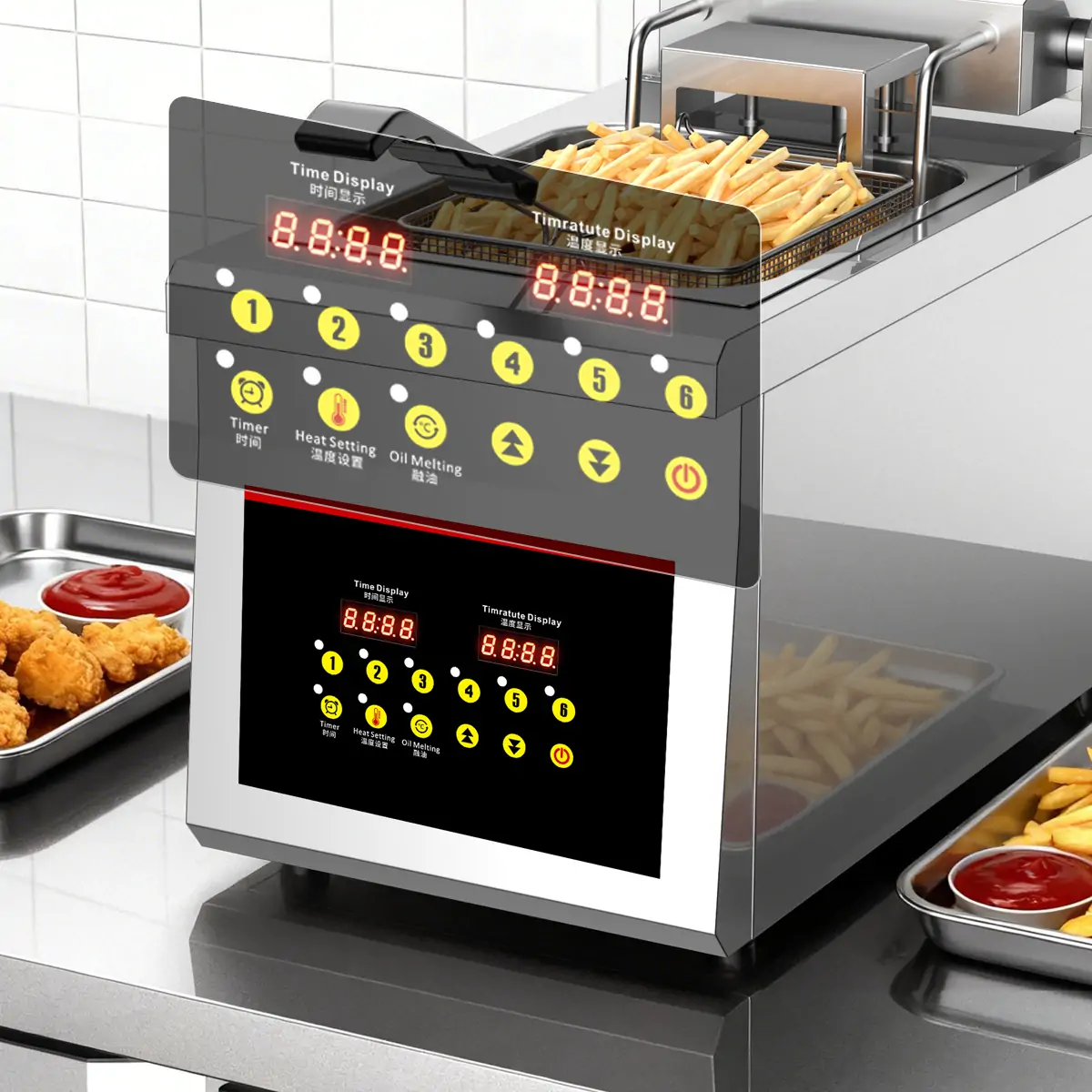 EF021 C EF022 C commercial deep fryer factory smart control panel with preset menus