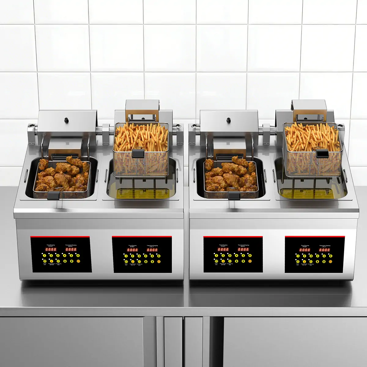 EF023 C EF024 C commercial deep fryer manufacturer dual basket automatic lifting system