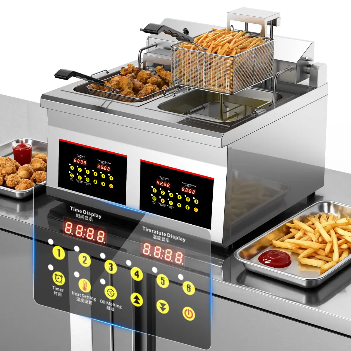 EF023 C EF024 C commercial electric fryer factory smart multi menu control panel