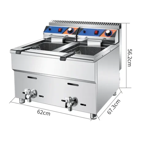 GF 0031 double tank countertop propane gas fryer 17L x 2