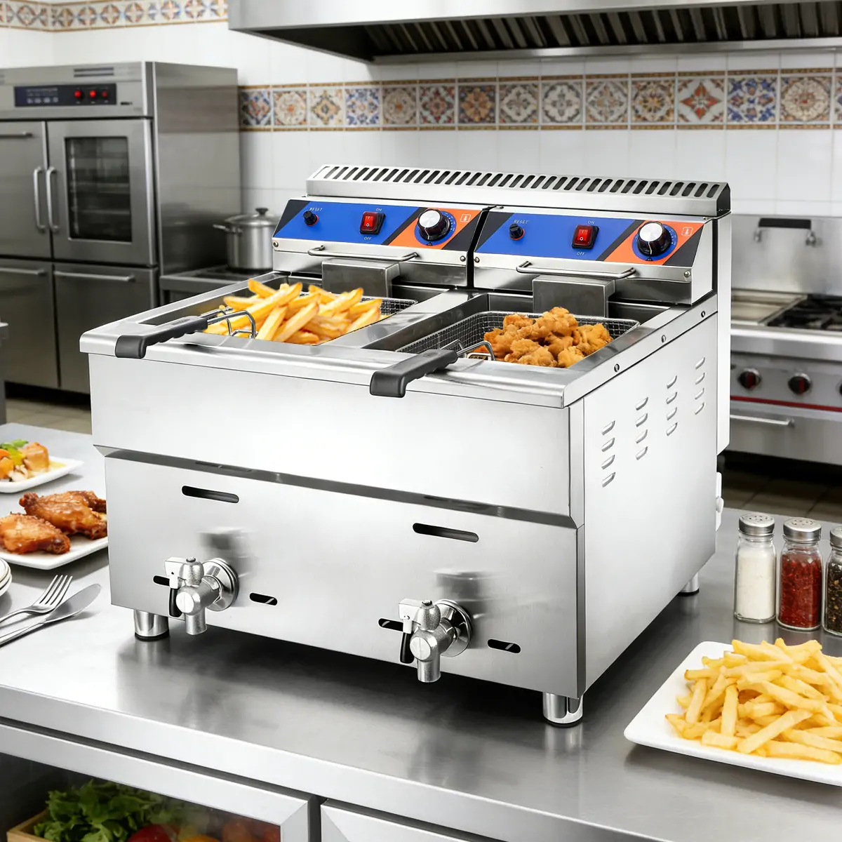 GF 0031 double tank gas fryer for restaurant frying applications