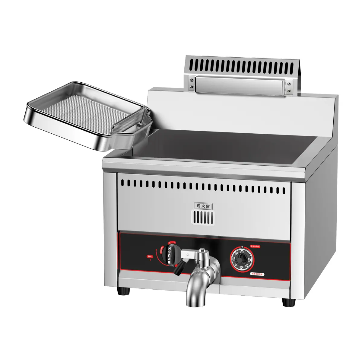 HW-RQ-WG002 commercial LPG gas fryer side 45 degree view