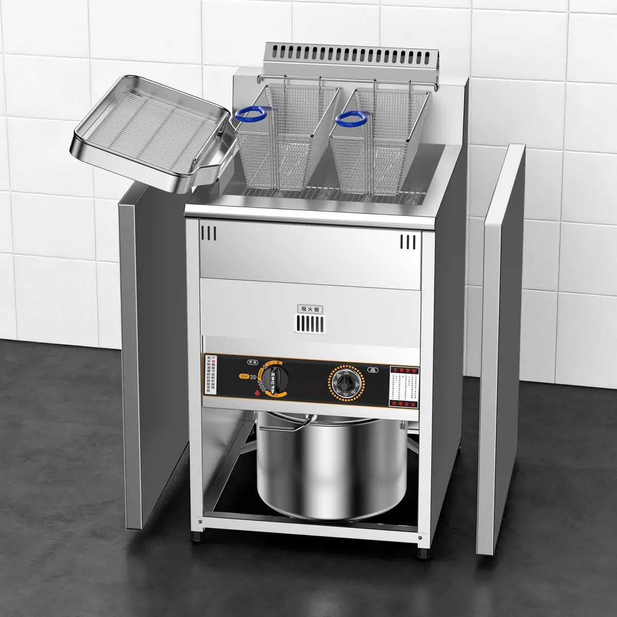 HW-RQ-WG003 freestanding commercial natural gas fryer