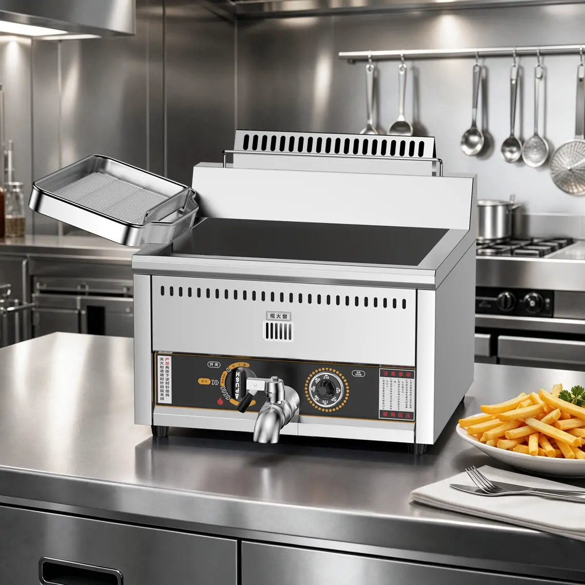HW-RQ-WG001 commercial gas fryer in restaurant use